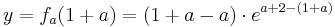 y = f_a ( 1 + a ) = ( 1 + a - a )\cdot e^{a + 2 - ( 1 + a )}