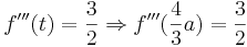 f'''(t) = \frac{3}{2} \Rightarrow f'''( \frac{4}{3}a ) = \frac{3}{2}