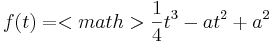 f(t) = <math>\frac{1}{4} t^3 - a t^2 + a^2