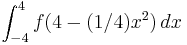 \int_{-4}^{4} f (4-(1/4)x^2)\,dx