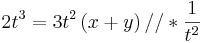 2 t^3 = 3 t^2 \left( x + y \right) //  * \frac{1}{t^2}