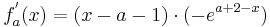  f^{'}_a (x) = ( x - a - 1 )\cdot (-e^{a + 2 - x}) 