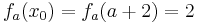 f_a( x_0 ) = f_a( a + 2 ) = 2\;