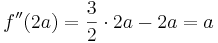 f ''(2a) = \frac{3}{2} \cdot  2a - 2a = a
