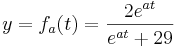 y = f_{a}(t) = \frac{2e^{at}}{e^{at}+29}