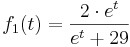 f_{1} (t) = \frac {2\cdot e^{t}} {e^{t} + 29}