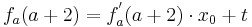  f_a( a + 2 ) = f^{'}_a( a + 2 )\cdot x_0 + t