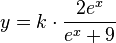  y= k \cdot \frac{2e^{x}}{e^{x}+9} 