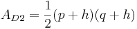 {A_D}_2=\frac{1}{2}(p+h)(q+h)