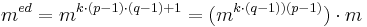 m^{ed} = m^{k\cdot (p-1)\cdot (q-1)+1} = (m^{k\cdot (q-1) )(p-1)}) \cdot m 