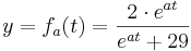y = f_{a}(t) = \frac{2\cdot e^{at}}{e^{at}+29}