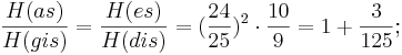 
\frac {H(as)}{H(gis)} = \frac {H(es)}{H(dis)} = (\frac {24}{25})^2 \cdot \frac {10}{9} = 1 + \frac {3}{125};