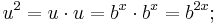 u^2 = u \cdot u = b^x \cdot b^x = b^{2x};
