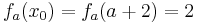 f_a( x_0 ) = f_a( a + 2 ) = 2