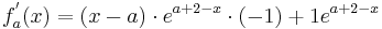  f_a^{'}(x) = ( x - a )\cdot e^{a+2-x}\cdot( -1 ) + 1 e^{a+2-x}