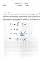 Musterlösung 2. Physik-Schulaufgabe